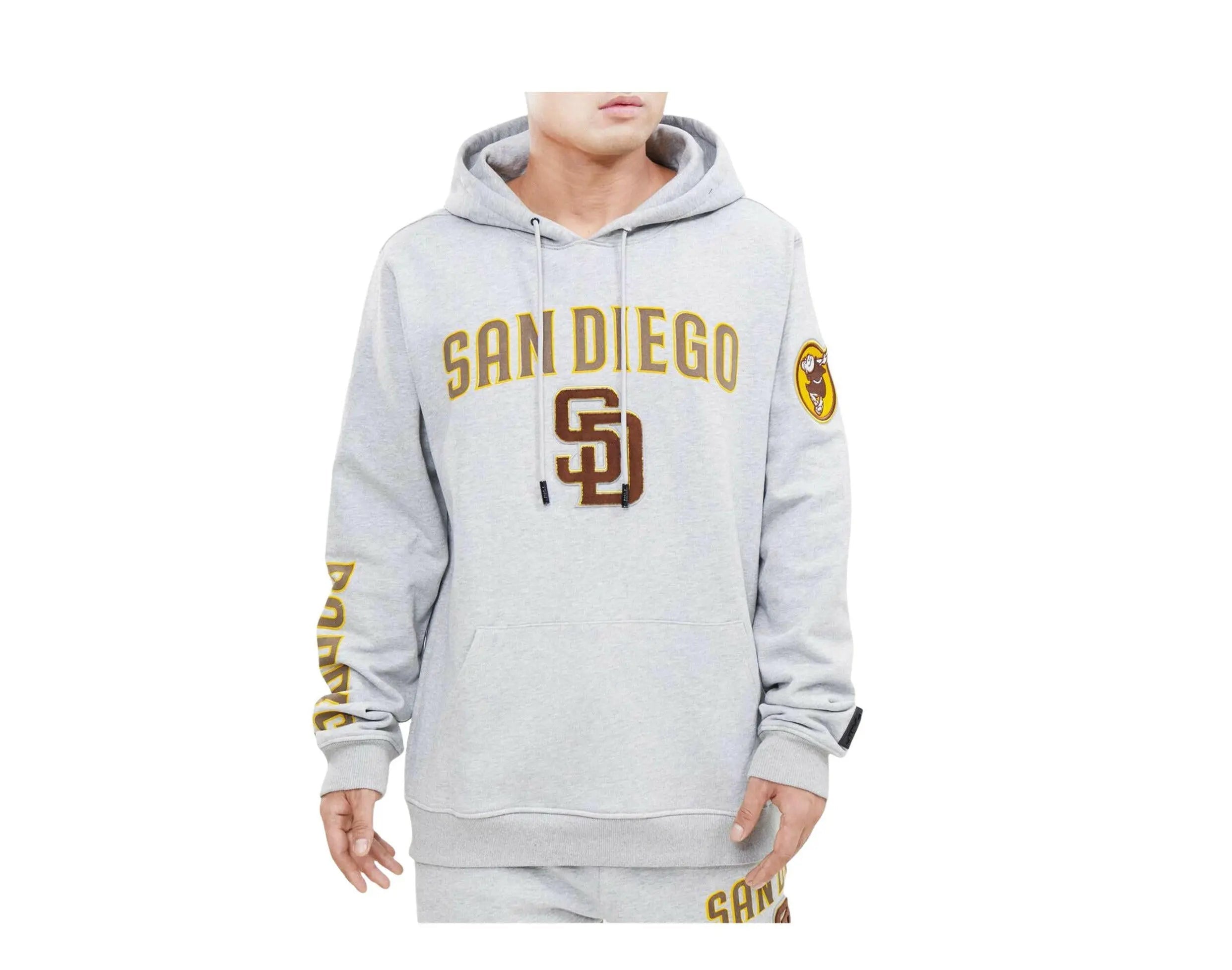 Pro Standard MLB San Diego Padres Stacked Logo Men Pullover Hoodie Heather Grey 1
