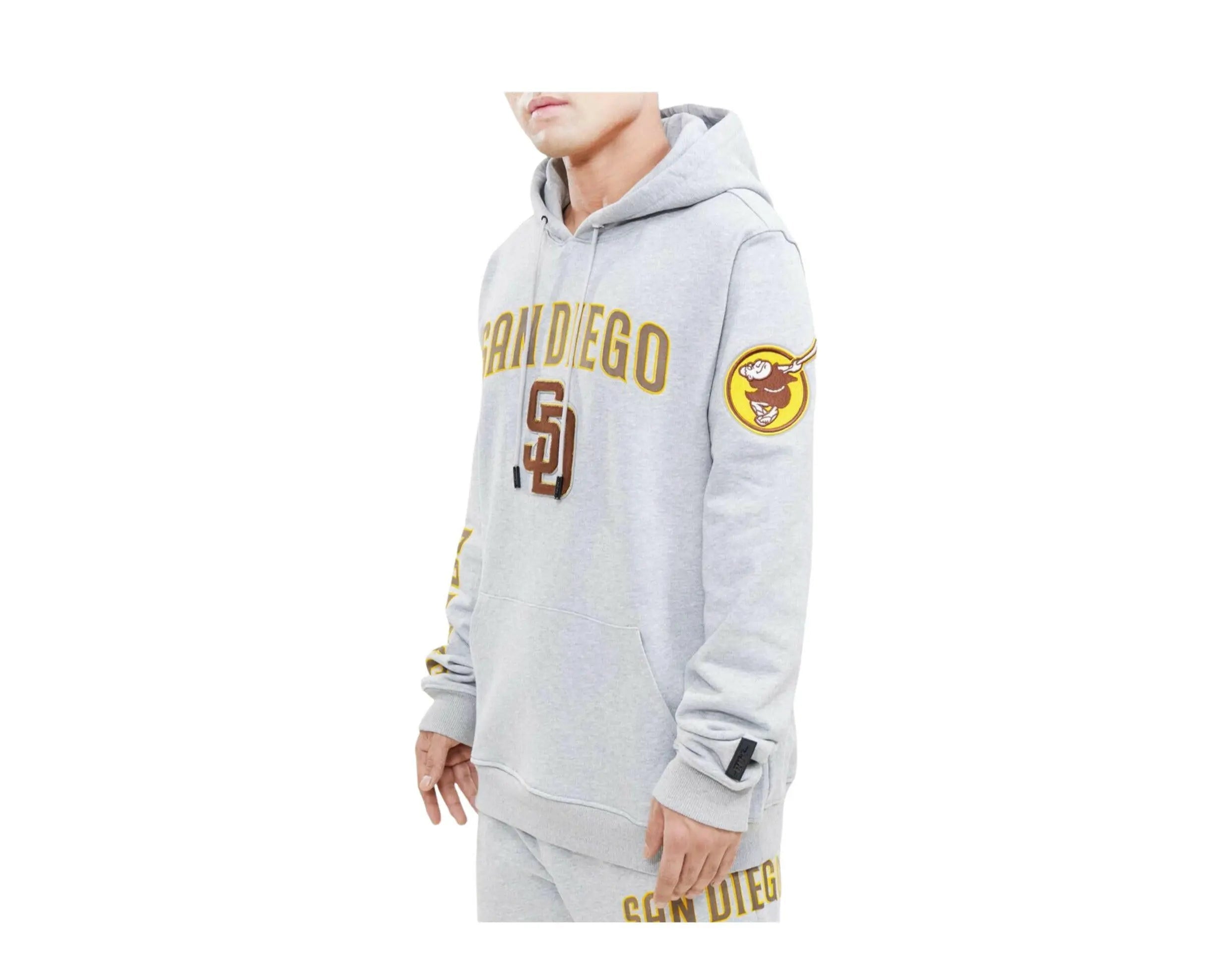 Pro Standard MLB San Diego Padres Stacked Logo Men Pullover Hoodie Heather Grey 2