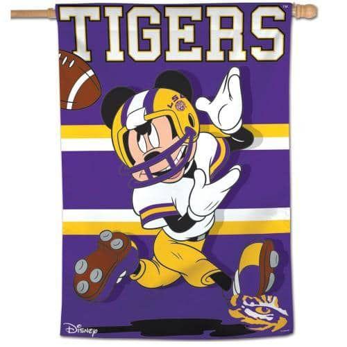 LSU Banner Mickey Mouse Tigers Football House Flag
