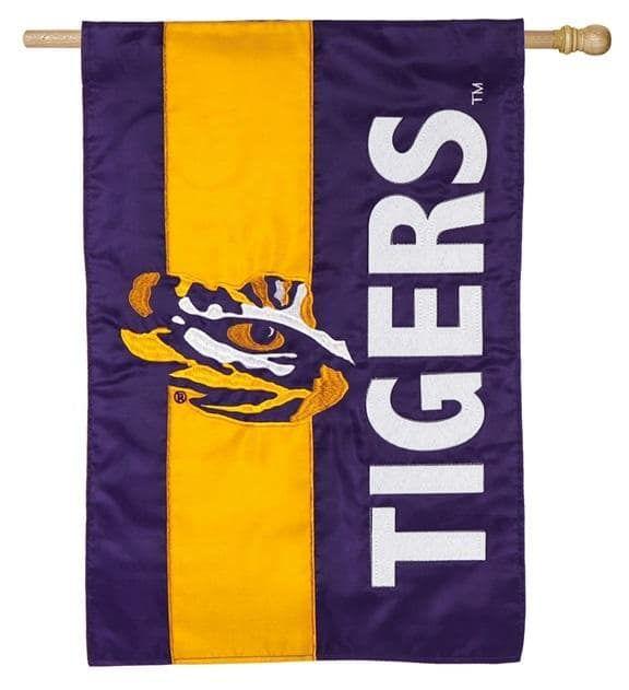 LSU Tigers Flag 2 Sided Embellished Tiger Eye Applique House Banner