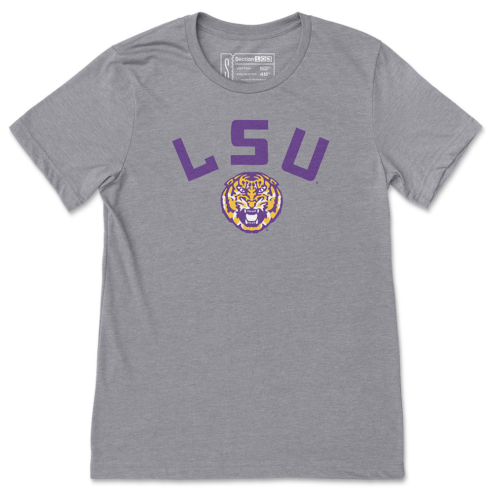 LSU Football Helmet Logo T-Shirt, Gray