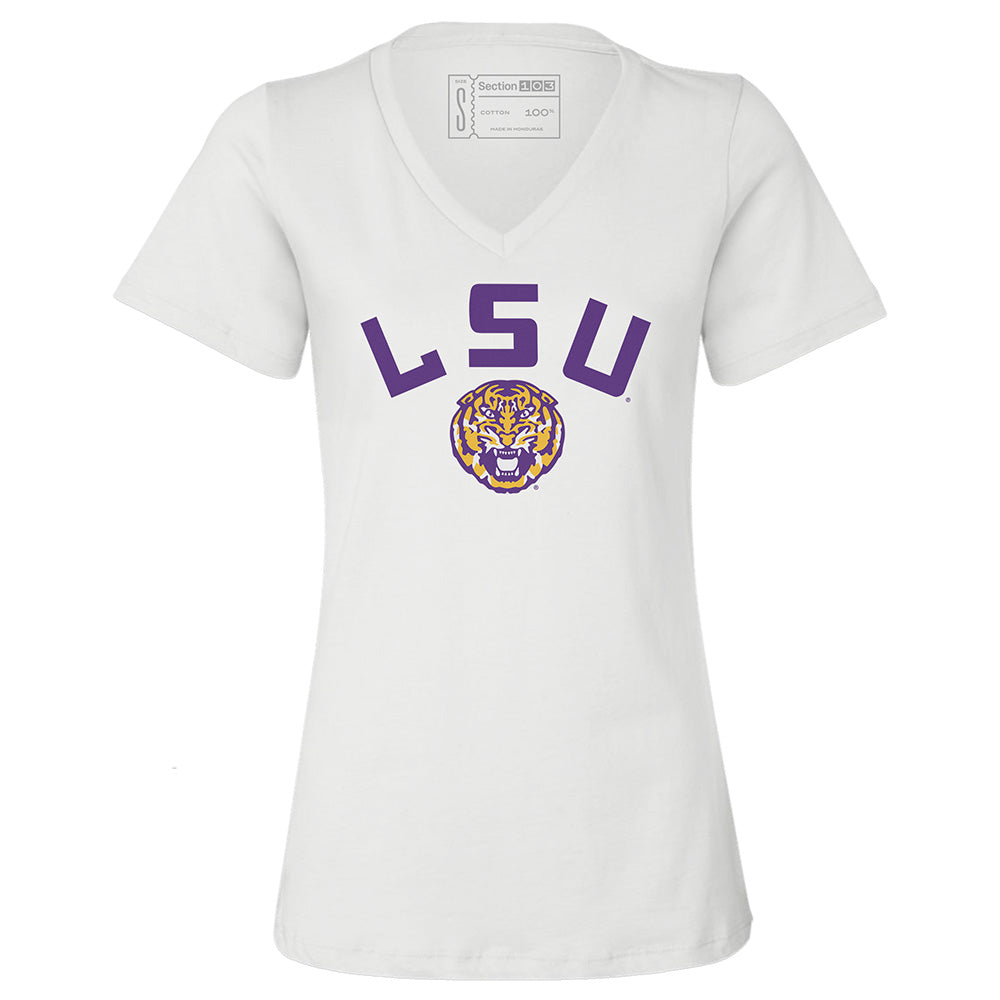 LSU Football Helmet Logo Women's V-Neck T-Shirt