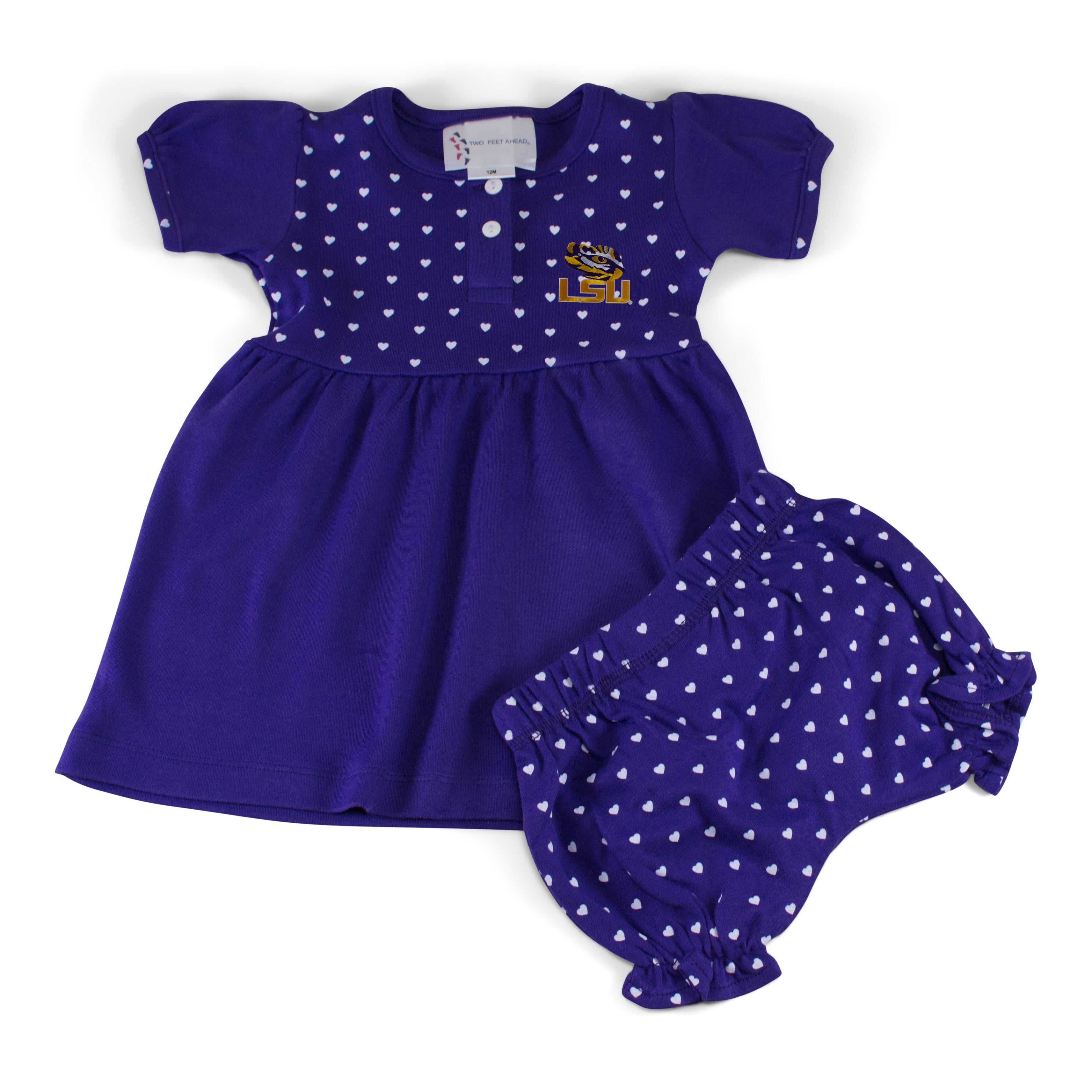 LSU Girl's Heart Dress with Bloomers
