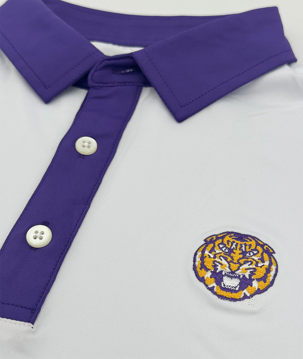 LSU Tiger Contrast Collar Performance Polo 3