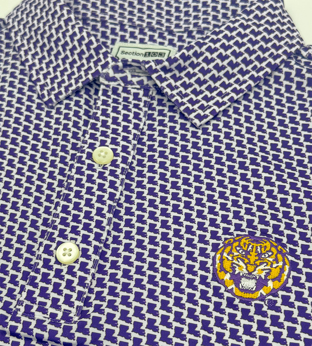 LSU Tiger Map Pattern Performance Polo 3