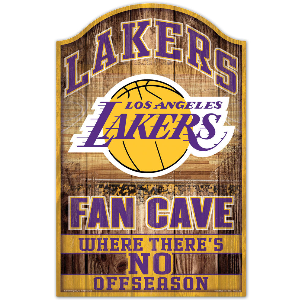 Los Angeles Lakers Fan Cave 11" x 17" Wood Sign 1