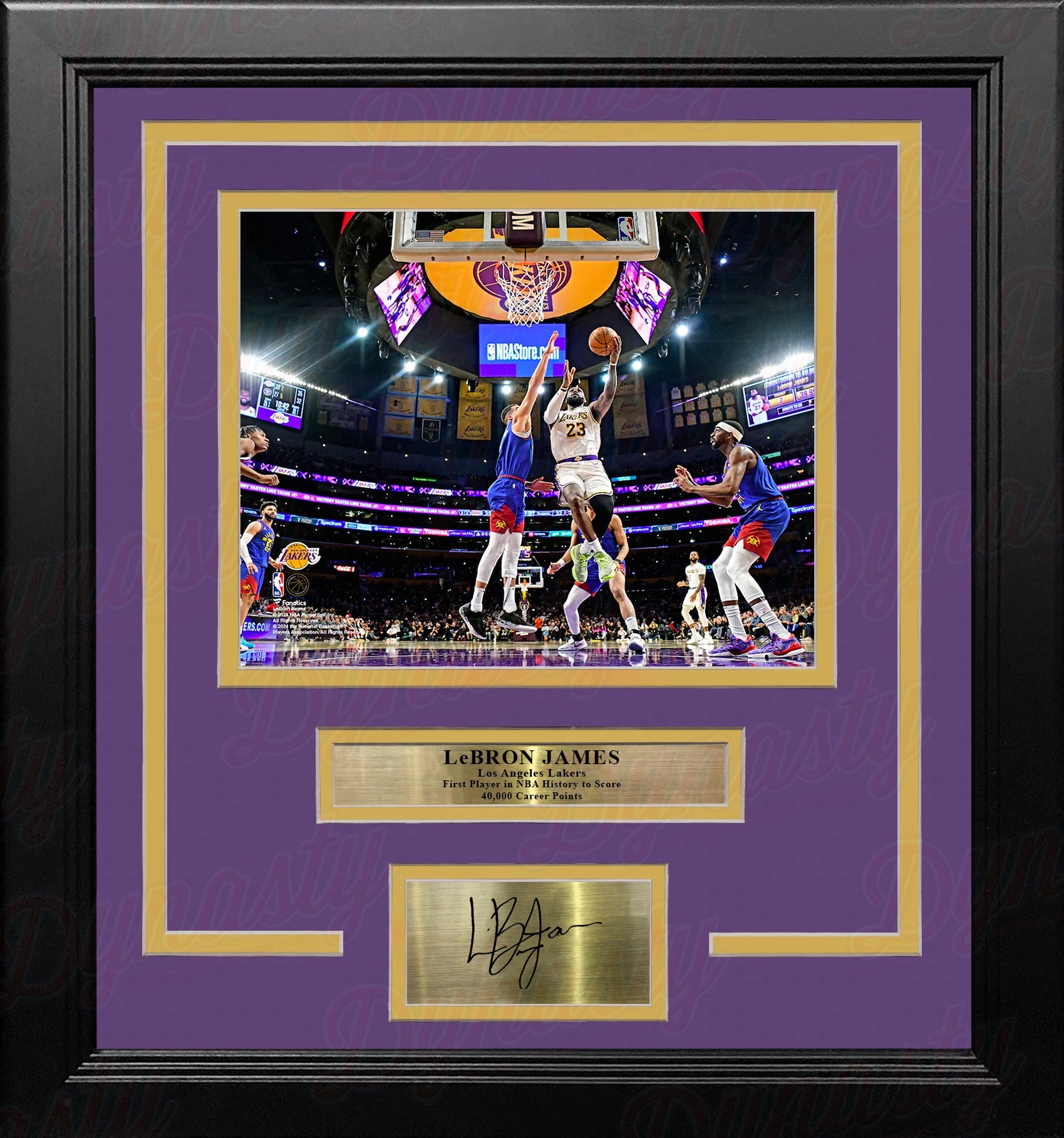 LeBron James 1st Player to Score 40,000 Points LA Lakers 8x10 Framed Photo with Engraved Autograph 1