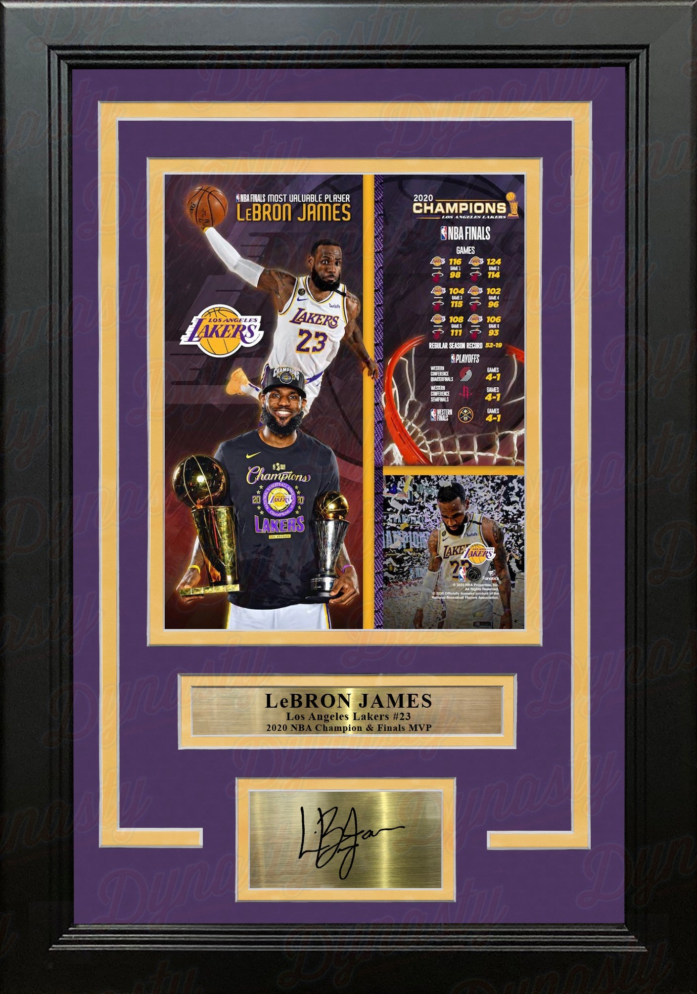LeBron James 2020 NBA Champions LA Lakers 8x10 Framed Collage Photo with Engraved Autograph 1