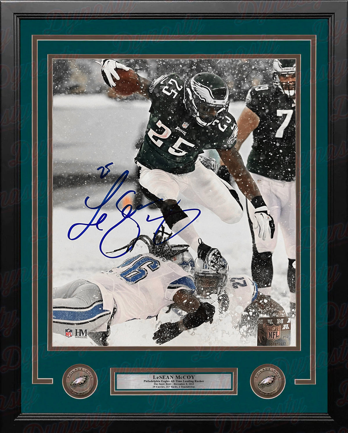 LeSean McCoy Snow Bowl Philadelphia Eagles Autographed 16" x 20" Framed Photo - Dynasty Sports COA 2