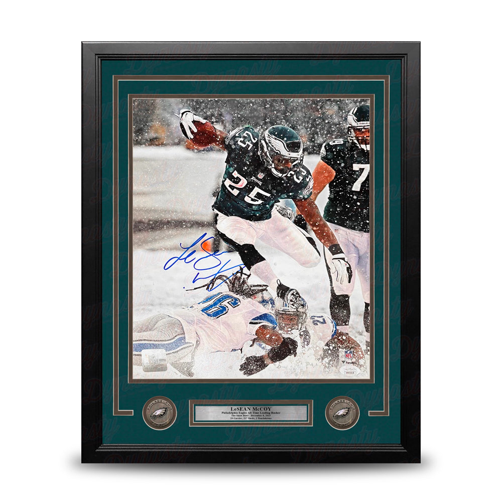 LeSean McCoy Snow Bowl Philadelphia Eagles Autographed 16" x 20" Framed Photo - Dynasty Sports COA 1