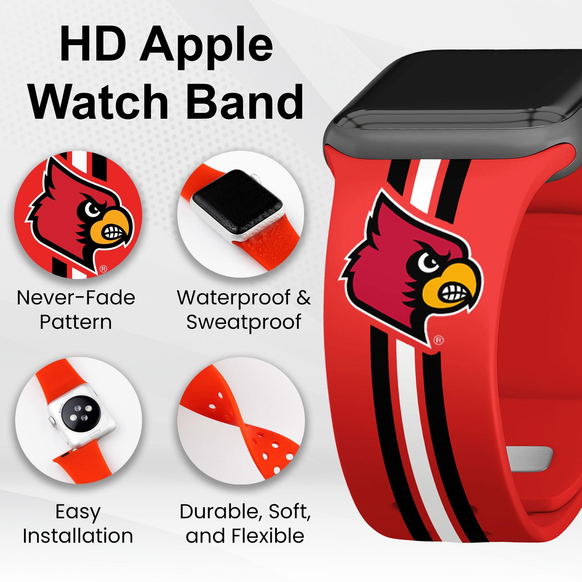 Louisville Cardinals HD Apple Watch Band 3
