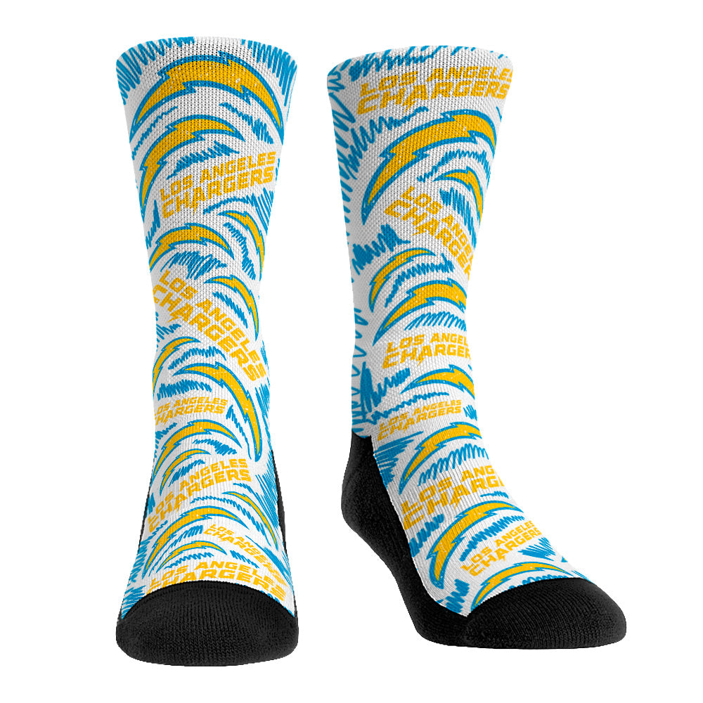 Los Angeles Chargers - Logo Sketch (White) | Rock 'Em Socks 1
