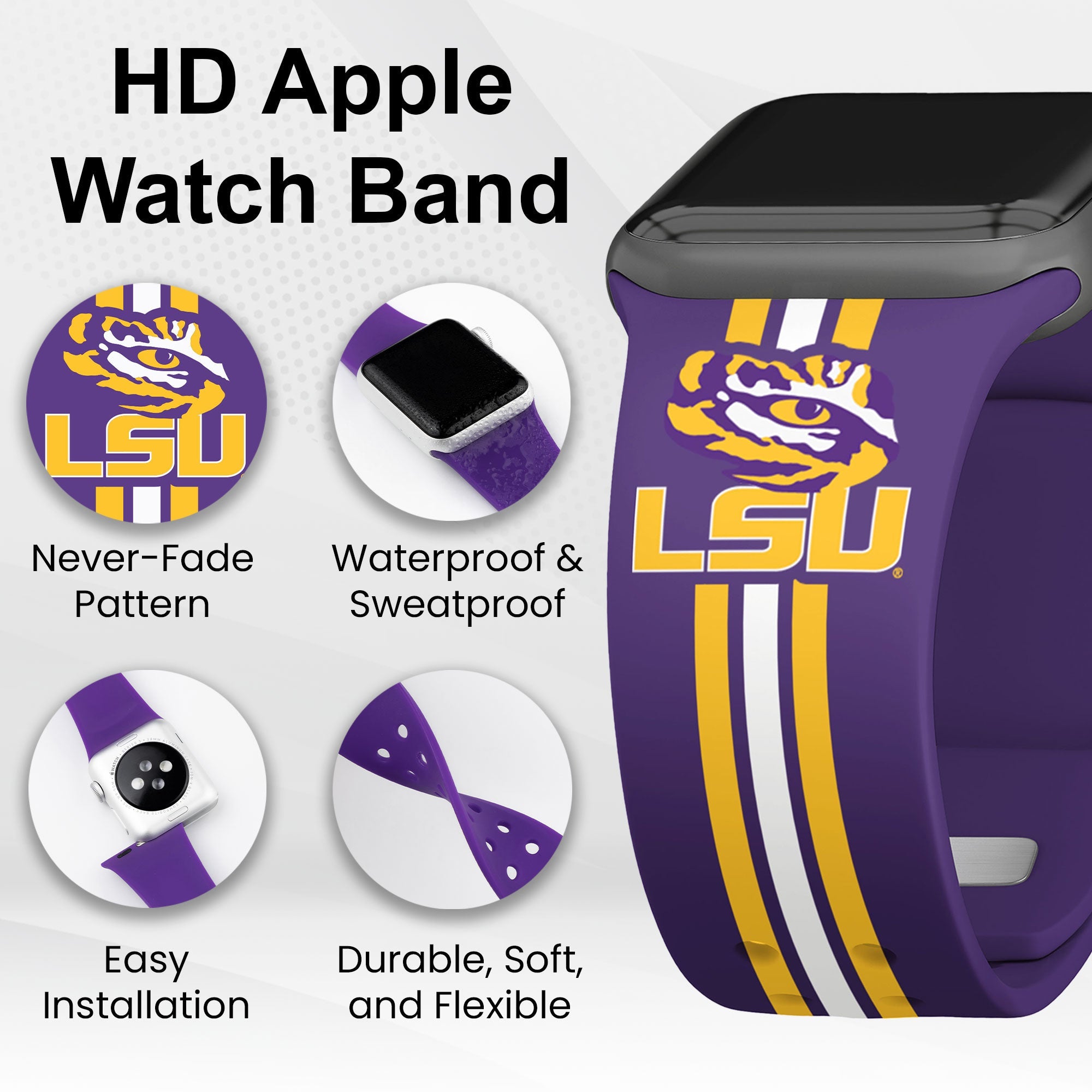LSU Tigers HD Apple Watch Band 3