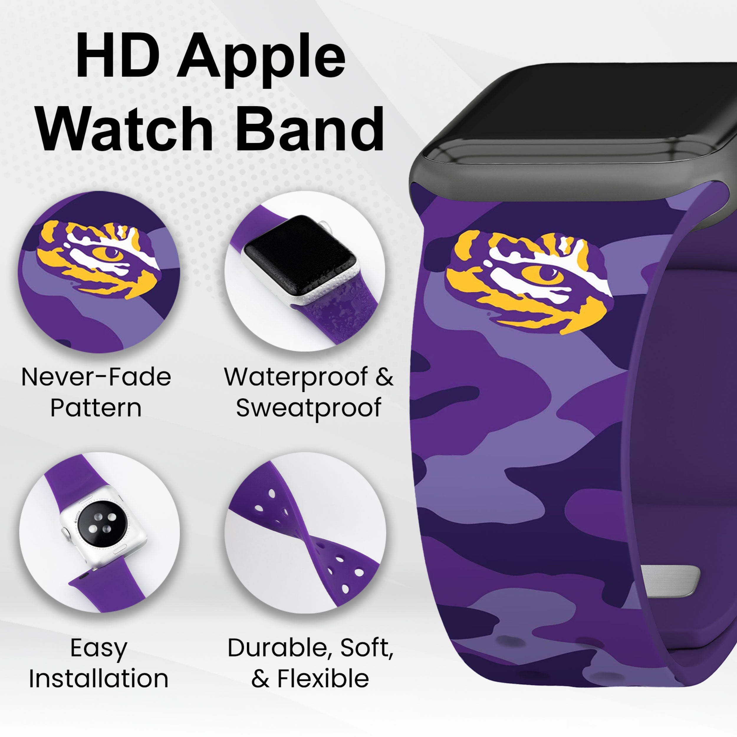 LSU Tigers HD Apple Watch Band 28