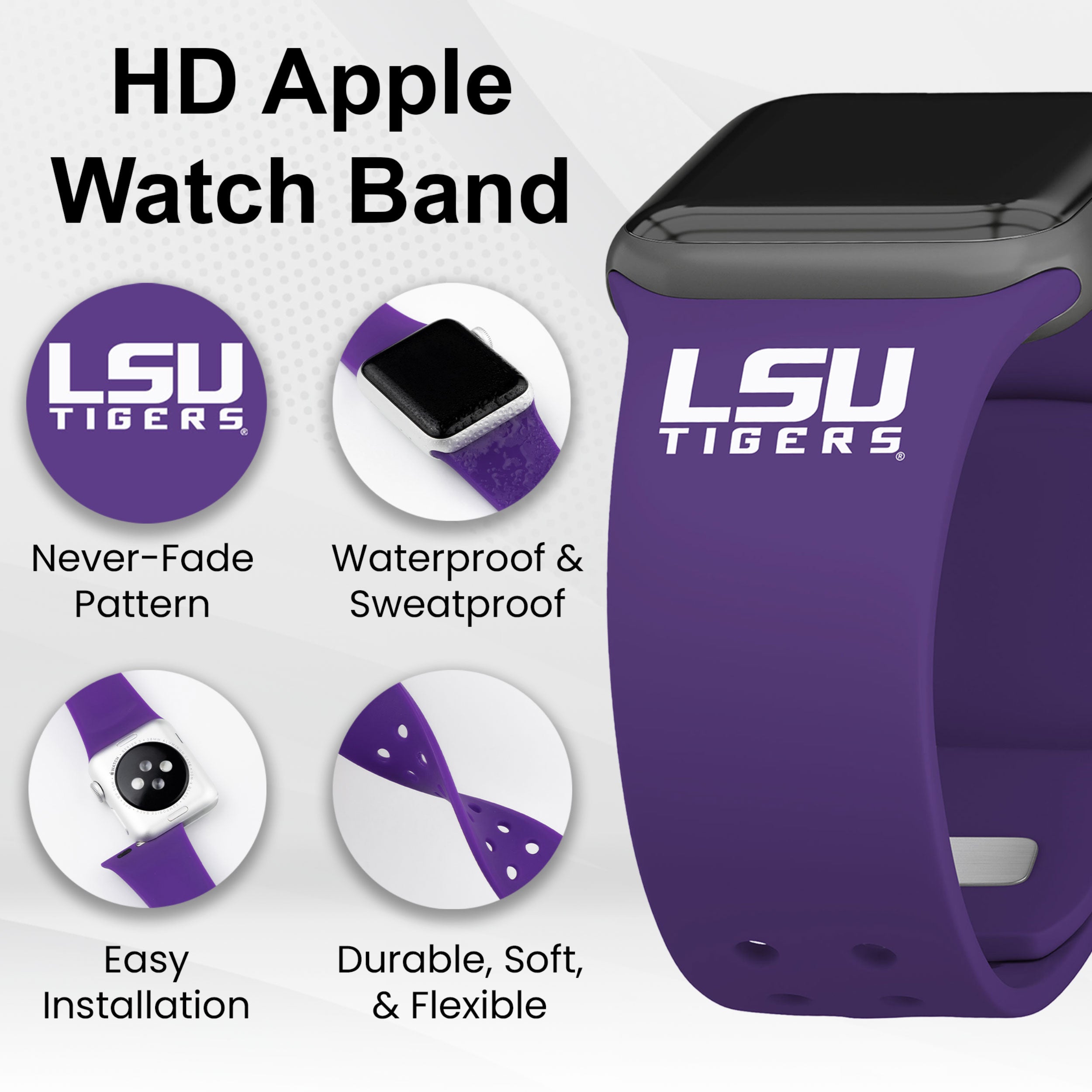 LSU Tigers HD Apple Watch Band 20