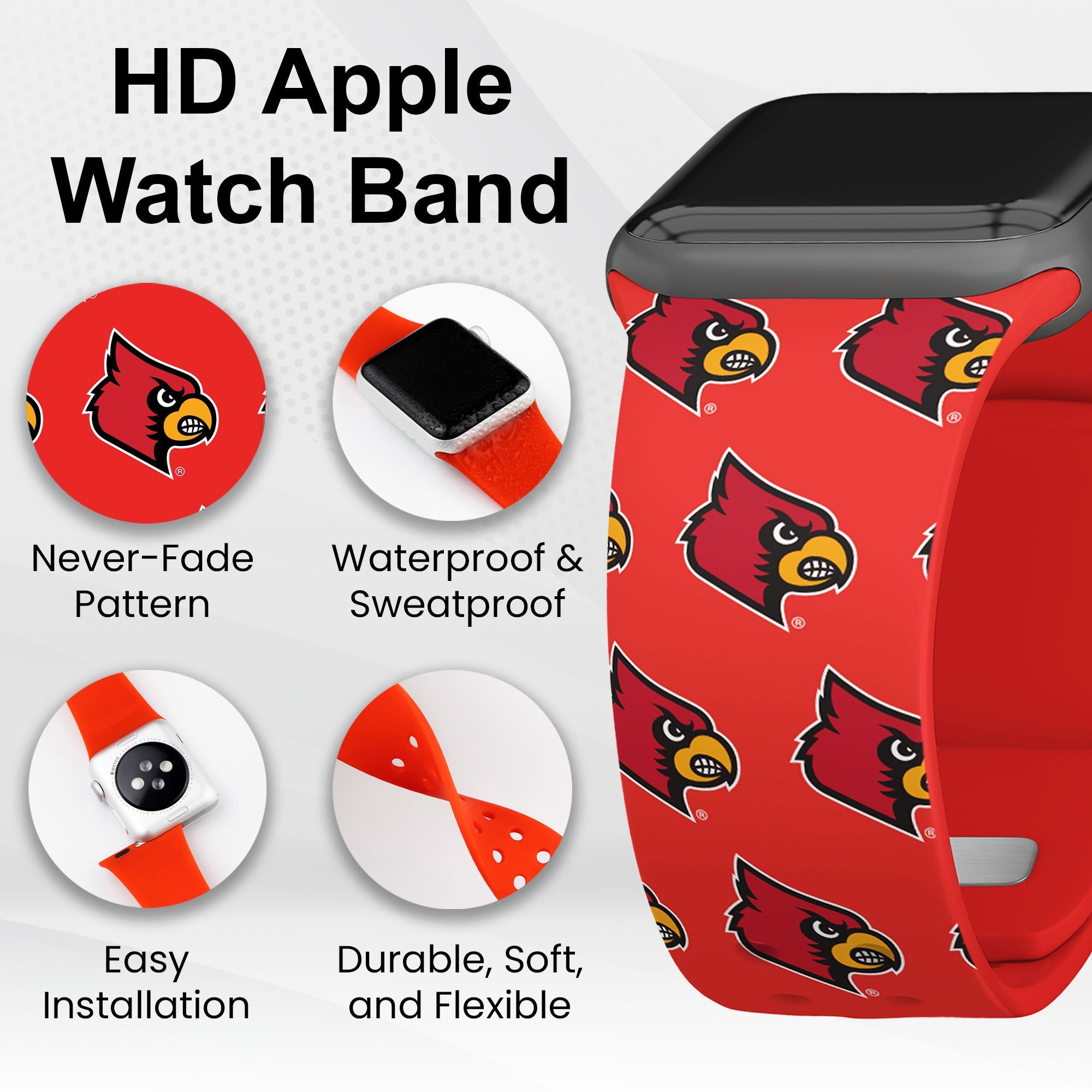 Louisville Cardinals HD Apple Watch Band 7