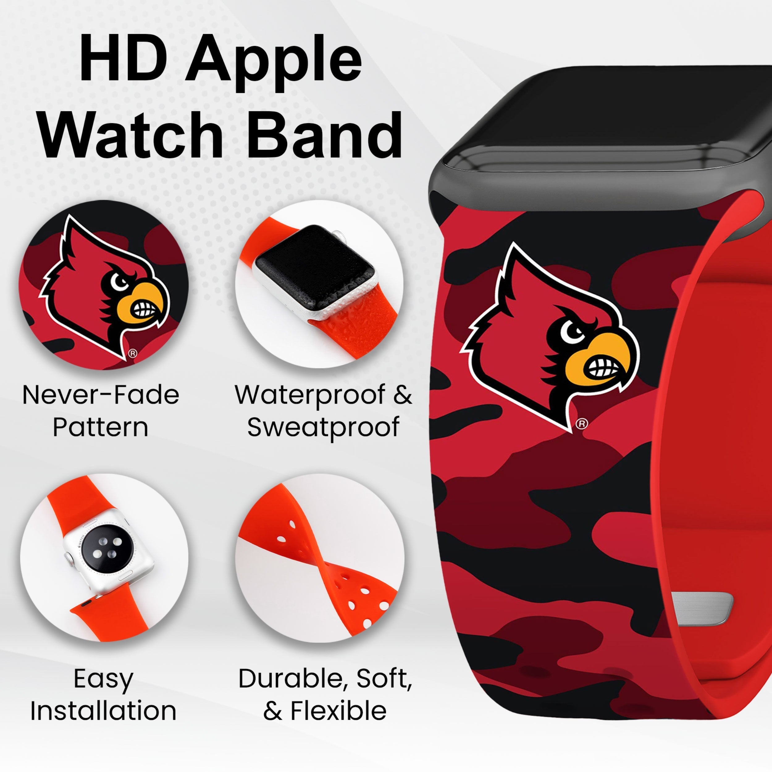 Louisville Cardinals HD Apple Watch Band 22