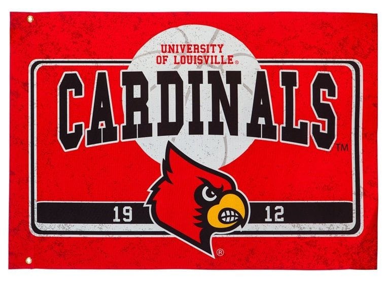 Louisville Cardinals Flag 2 Sided Basketball Logo