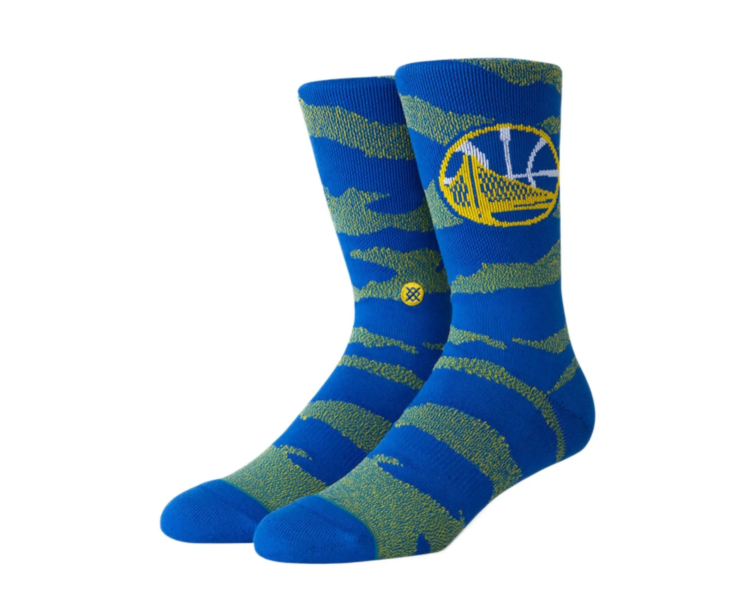Stance Casual NBA Golden State Warriors Camo Melange Men Crew Socks Blue 1