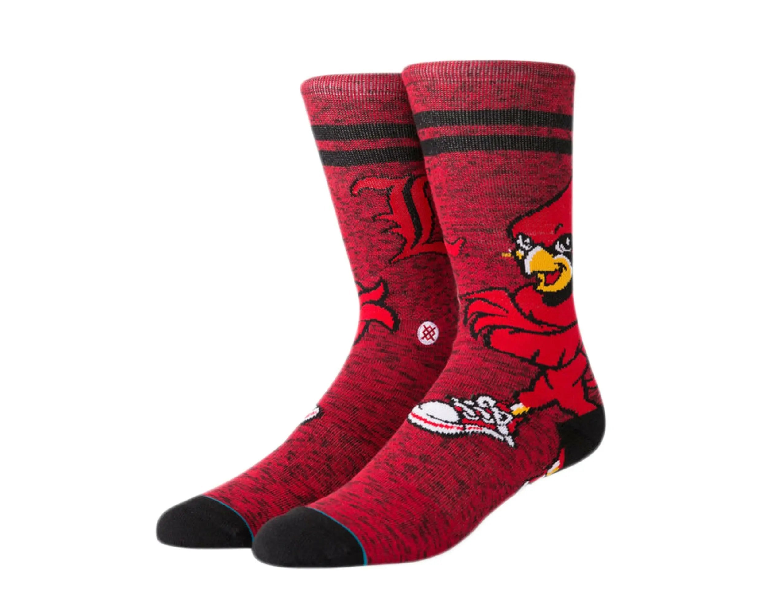 Stance NCAA Louisville Louie Character Crew Socks Red 1