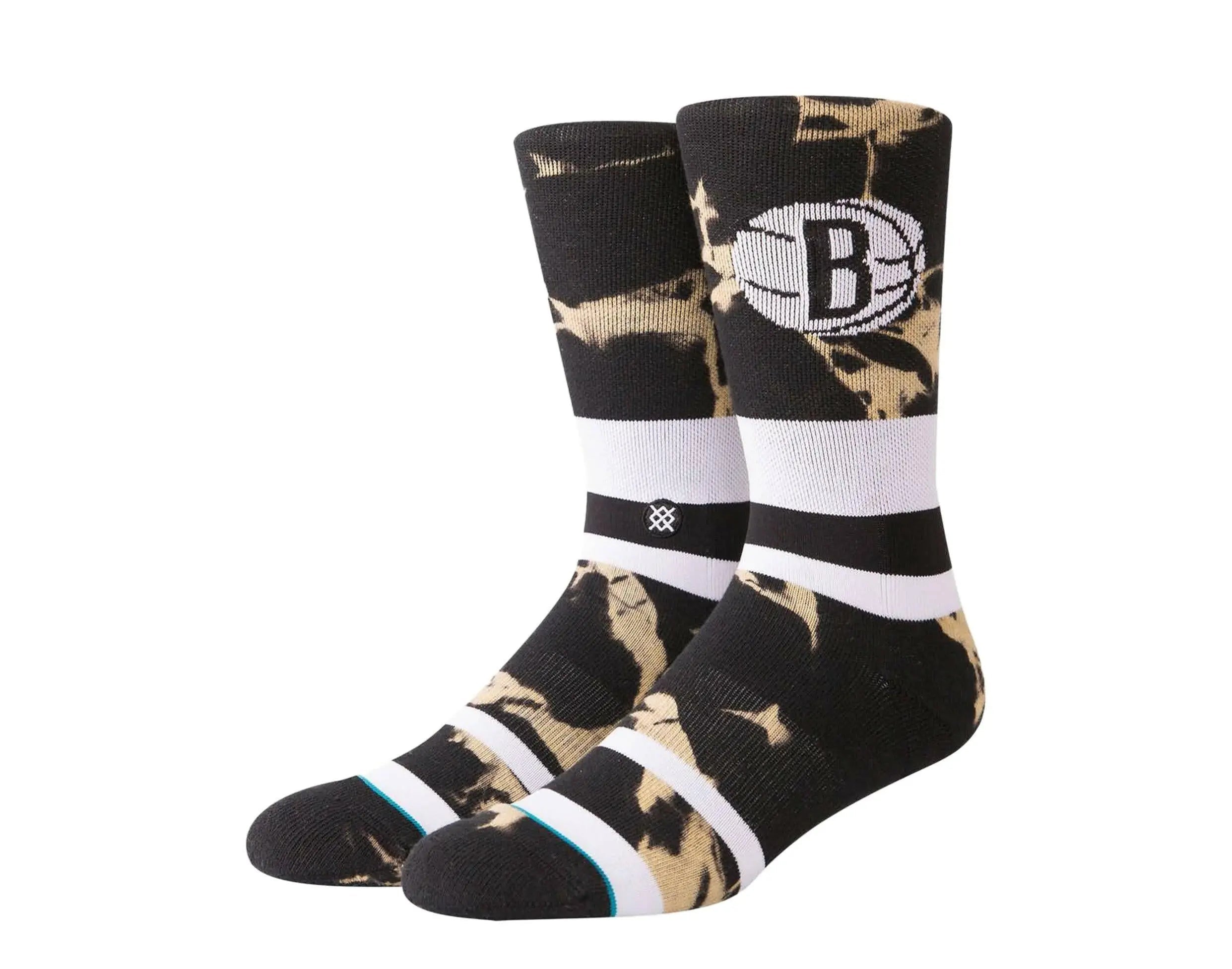 Stance Casual NBA Brooklyn Nets Acid Wash Men Crew Socks Black 1