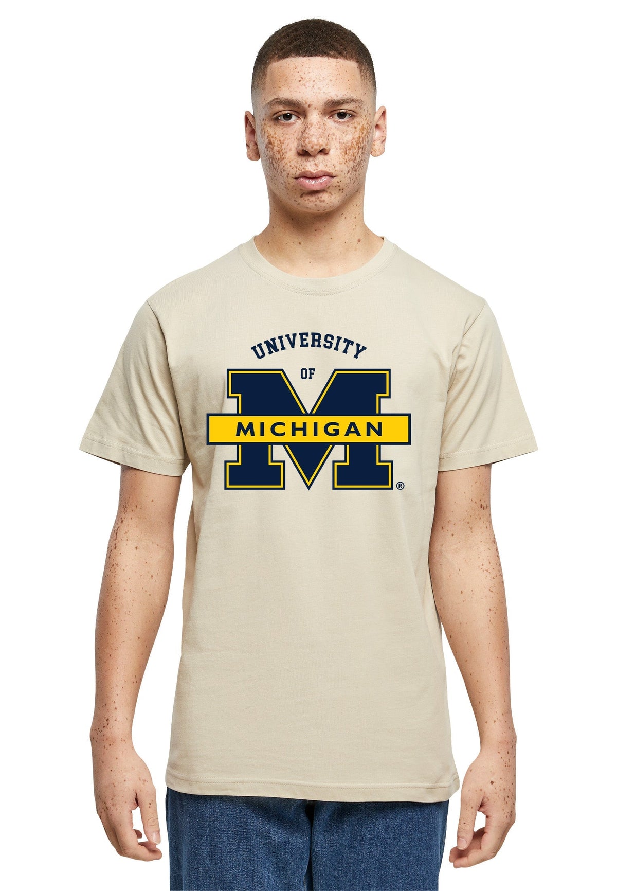 University of Michigan Vintage Michigan Wolverines Graphic Print T-Shirt - Wet Sand