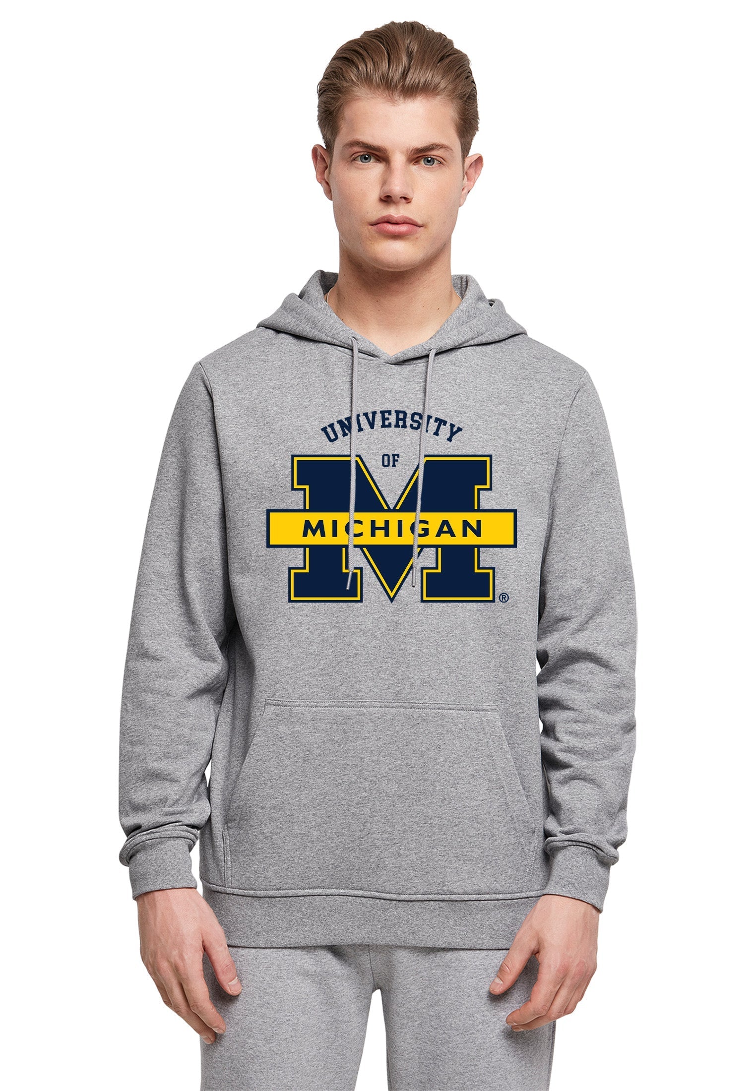 University of Michigan M Print Hoodie - Heather Grey 1