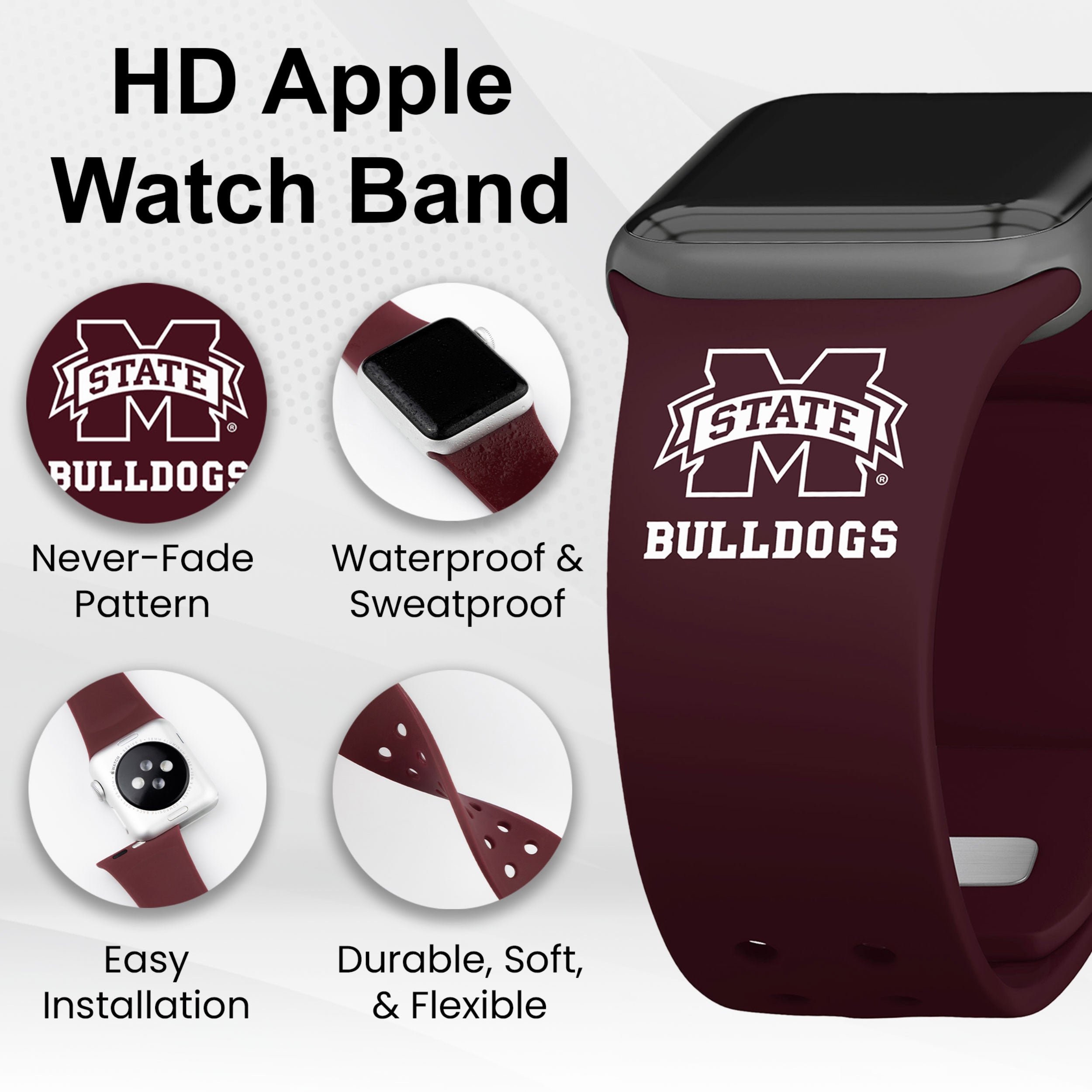 Mississippi State Bulldogs HD Apple Watch Band 14