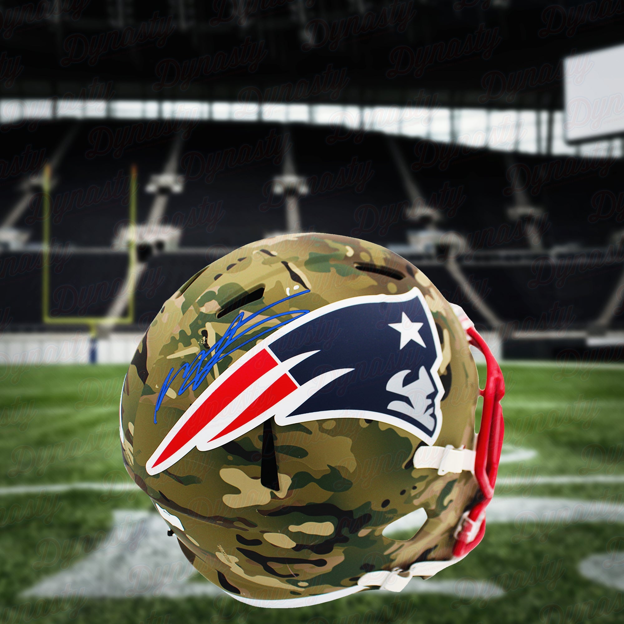 Mac Jones New England Patriots Autographed Authentic Camo Football Helmet 1
