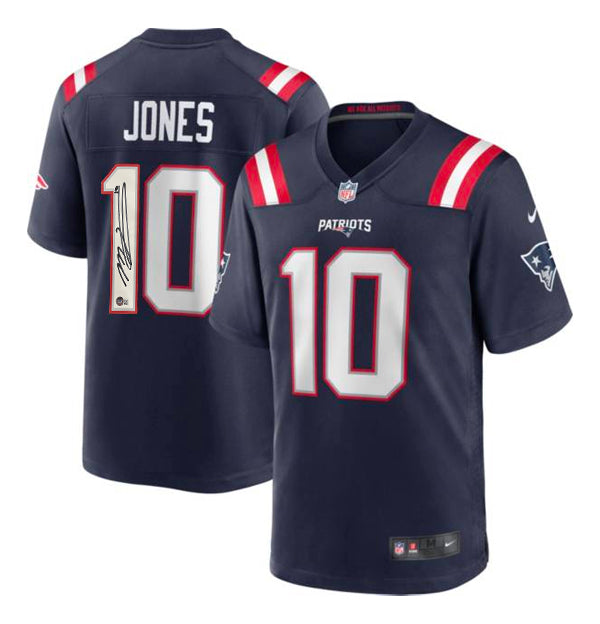 Mac Jones New England Patriots Autographed Navy Blue Nike Game Jersey 1