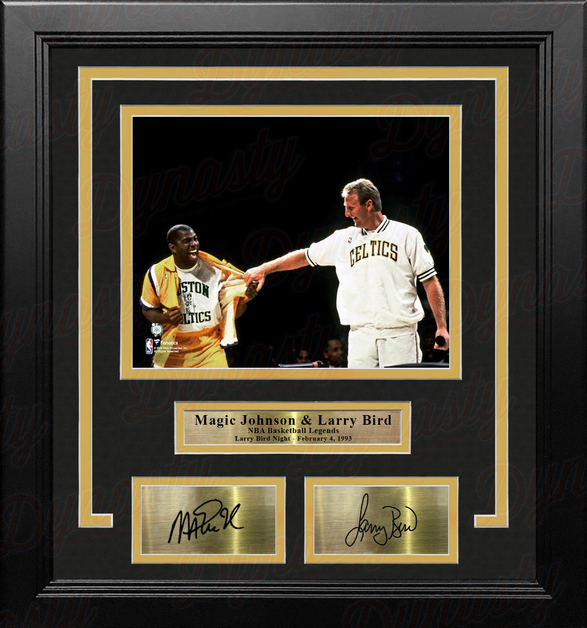 Magic Johnson & Larry Bird Number Retirement Night 8x10 Framed Basketball Photo Engraved Autographs 1