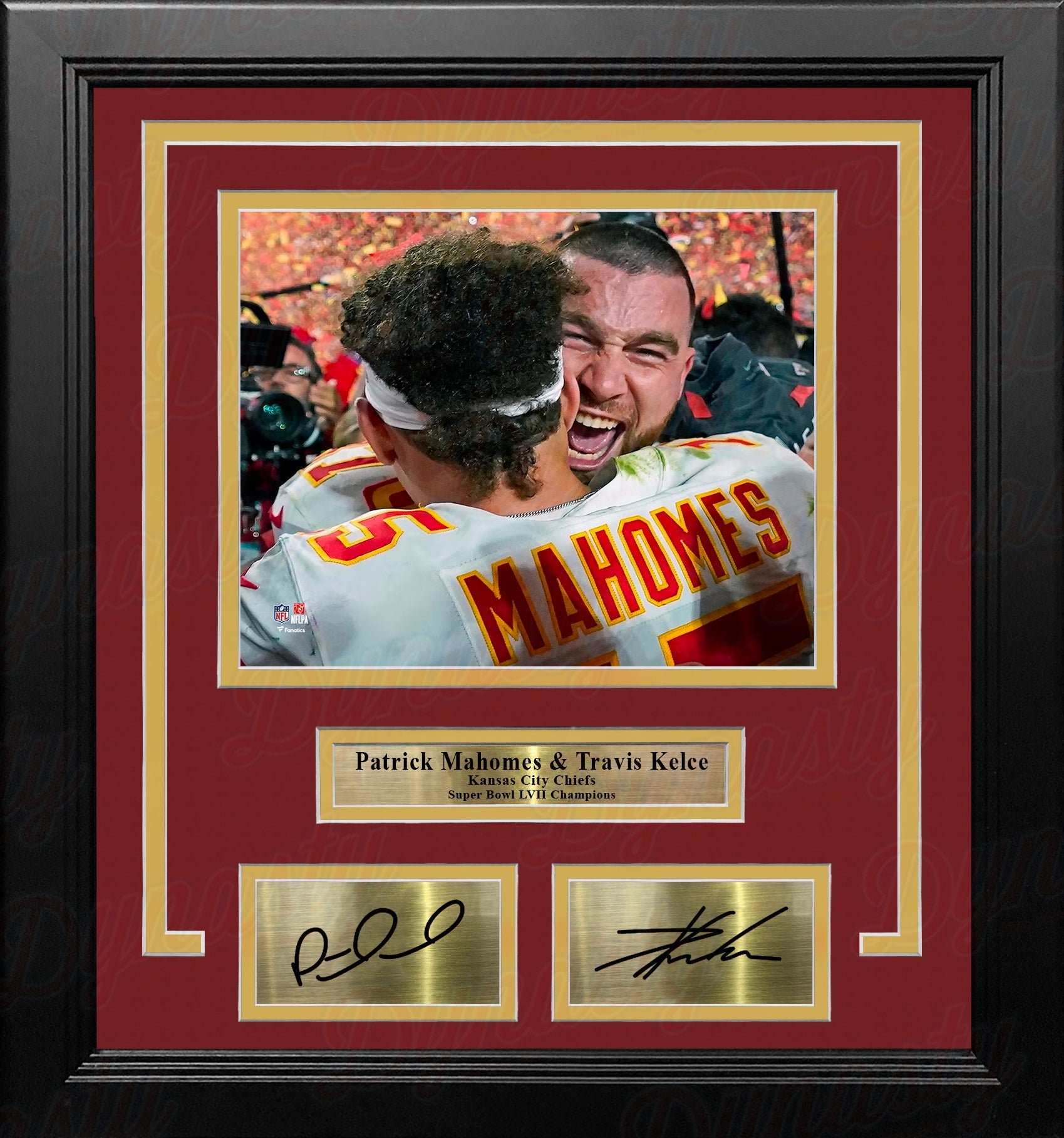 Patrick Mahomes & Travis Kelce Super Bowl LVII Champs Chiefs 8x10 Framed Photo with Laser Autographs 1