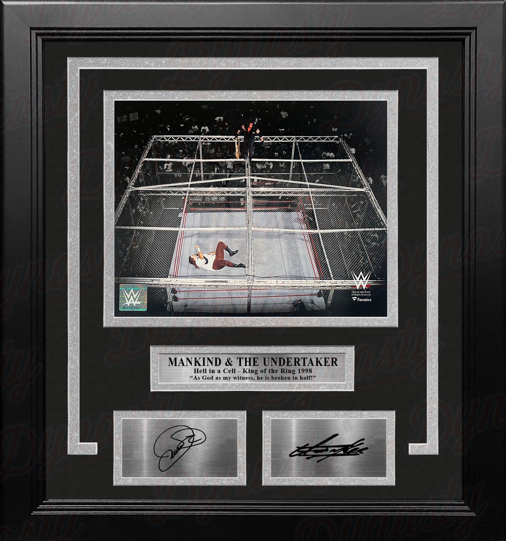 Mankind v. The Undertaker Hell in a Cell 8" x 10" Framed WWE Wrestling Photo with Engraved Autograph 1