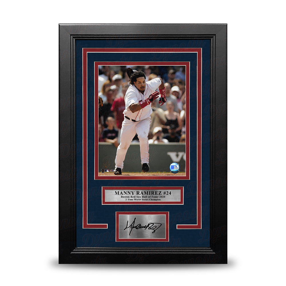 Manny Ramirez Running Action Boston Red Sox 8" x 10" Framed Baseball Photo with Engraved Autograph 1