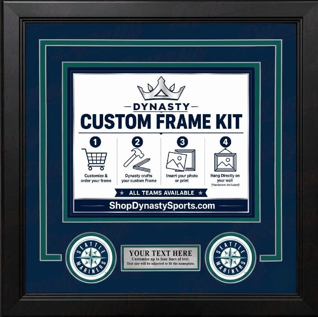 MLB Baseball Photo Picture Frame Kit - Seattle Mariners (Navy Matting, Gray Trim) 24