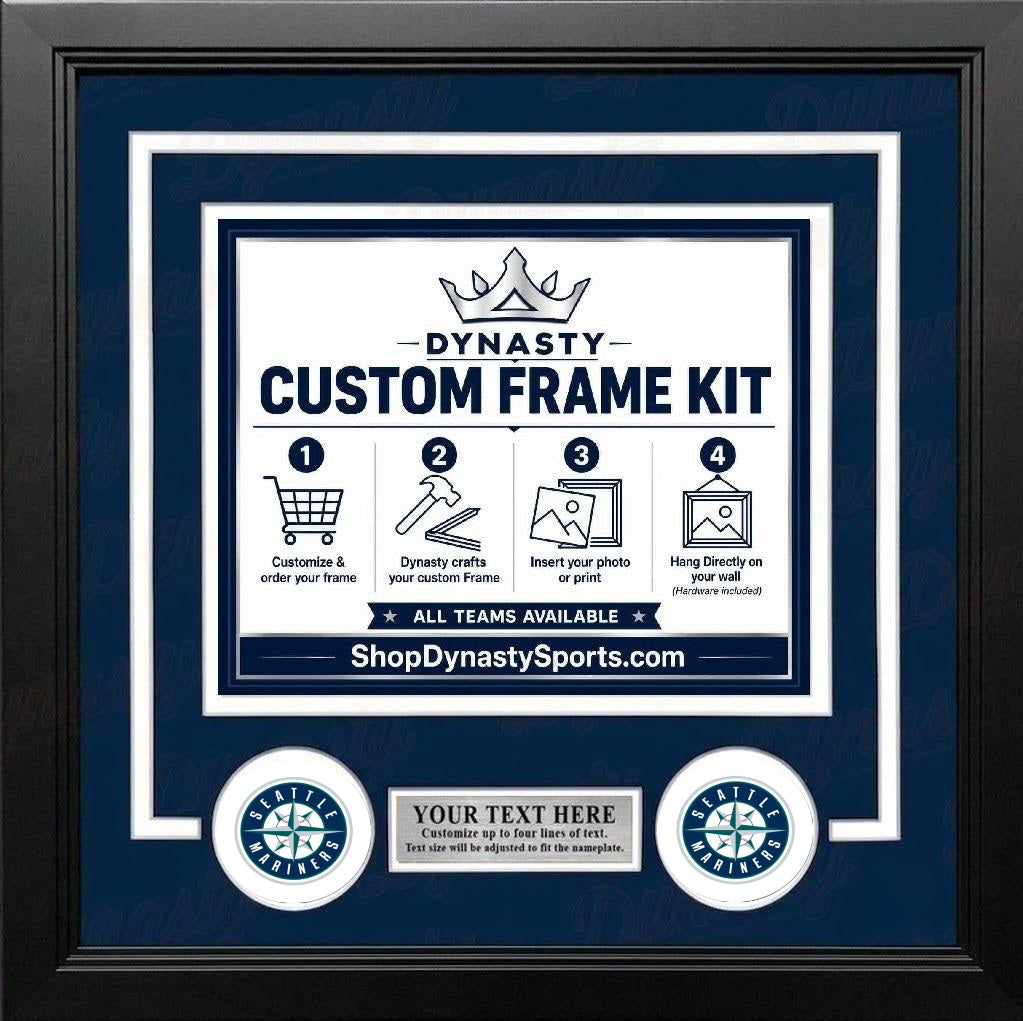 MLB Baseball Photo Picture Frame Kit - Seattle Mariners (Navy Matting, Gray Trim) 73