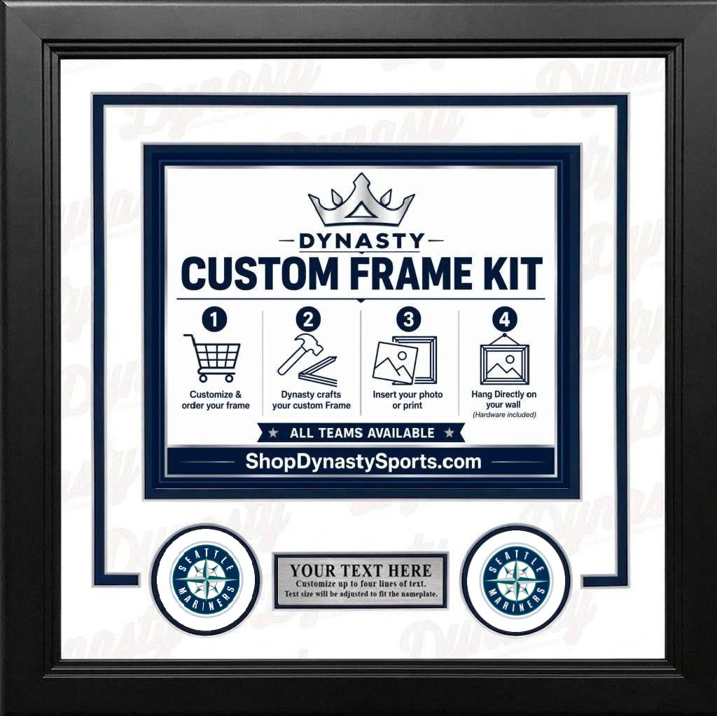 MLB Baseball Photo Picture Frame Kit - Seattle Mariners (Navy Matting, Gray Trim) 49