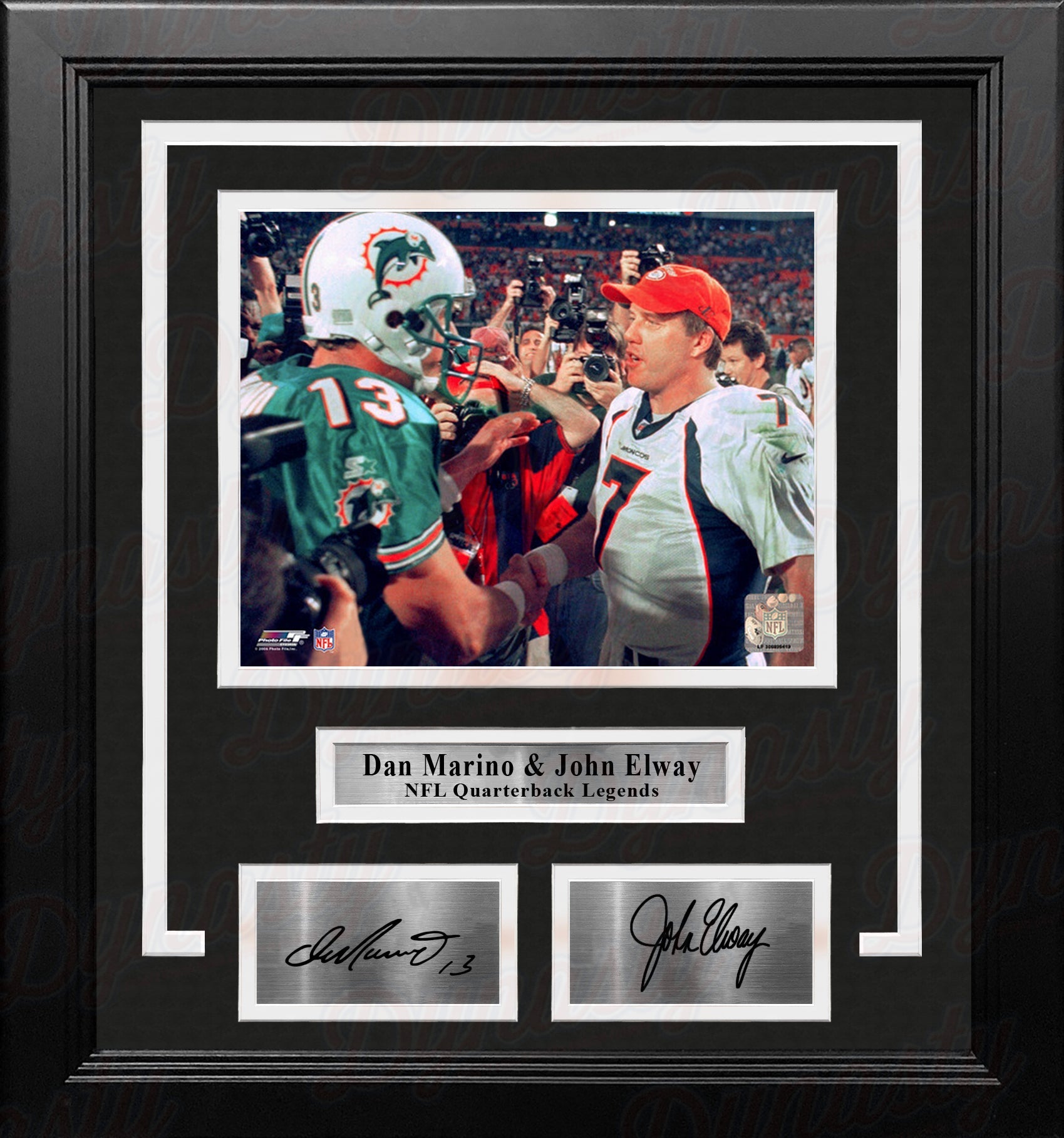 Dan Marino & John Elway 8x10 Framed Quarterback Legends Football Photo with Engraved Autographs 1