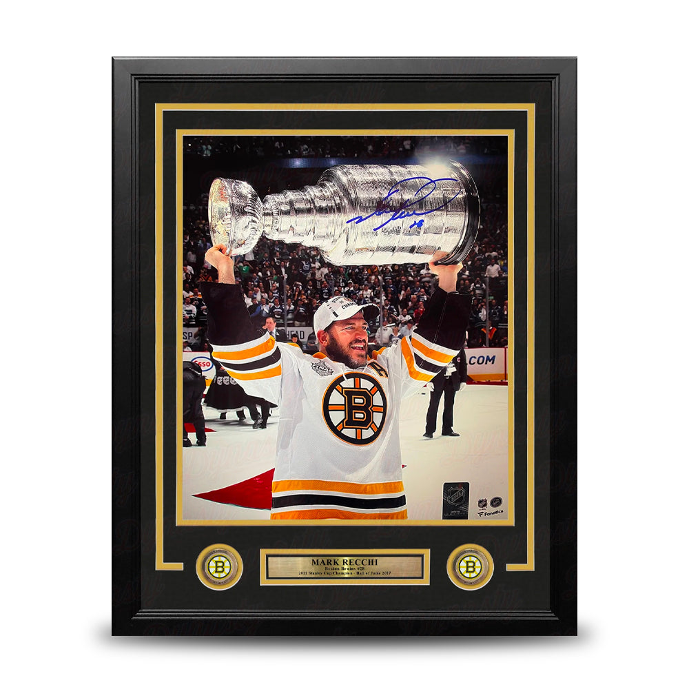Mark Recchi 2011 Stanley Cup Champions Boston Bruins Autographed 11" x 14" Framed Hockey Photo 1