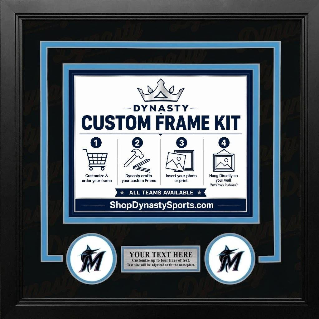 MLB Baseball Photo Picture Frame Kit - Miami Marlins (Orange Matting, White Trim) 3