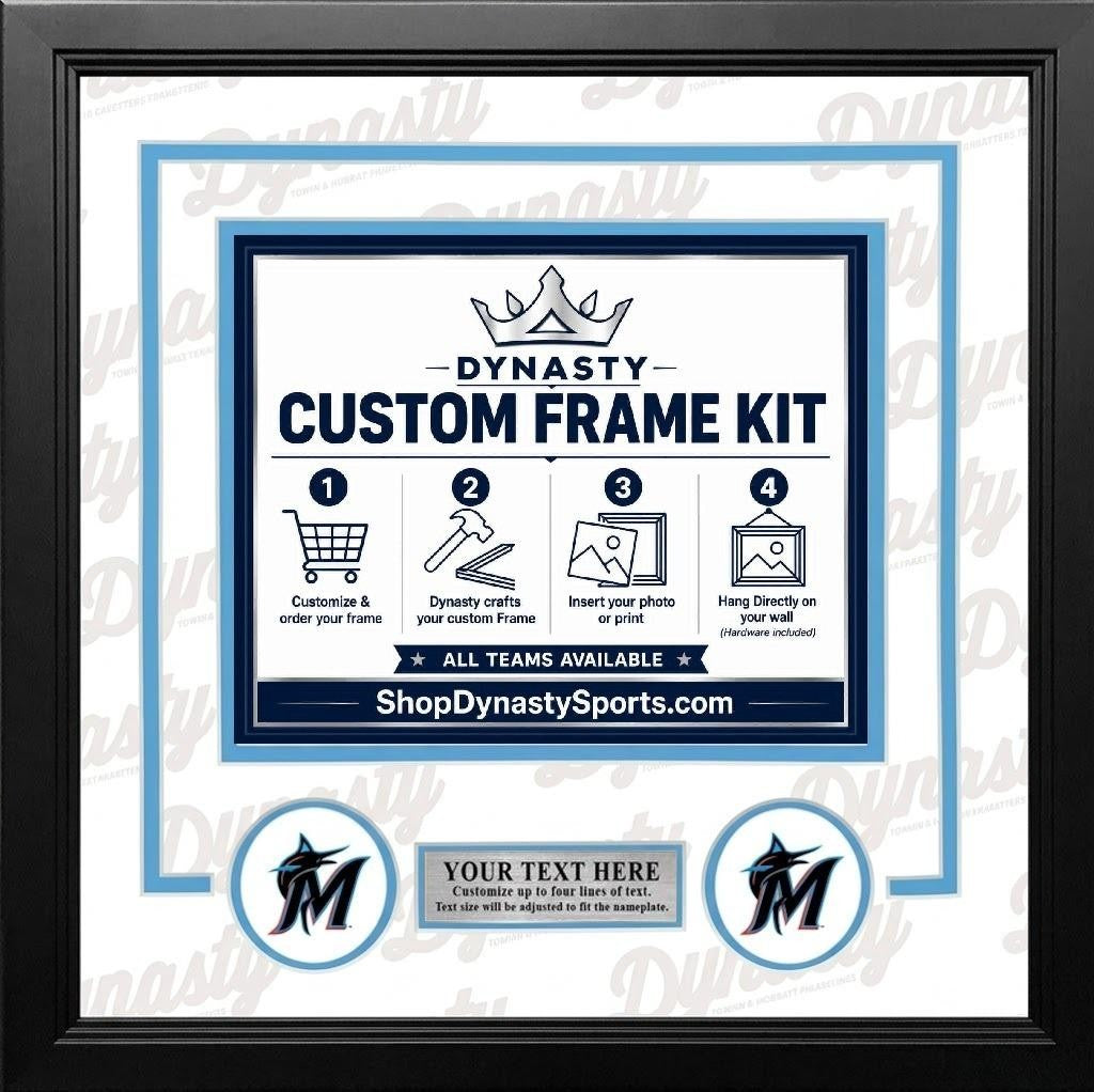 MLB Baseball Photo Picture Frame Kit - Miami Marlins (Orange Matting, White Trim) 89