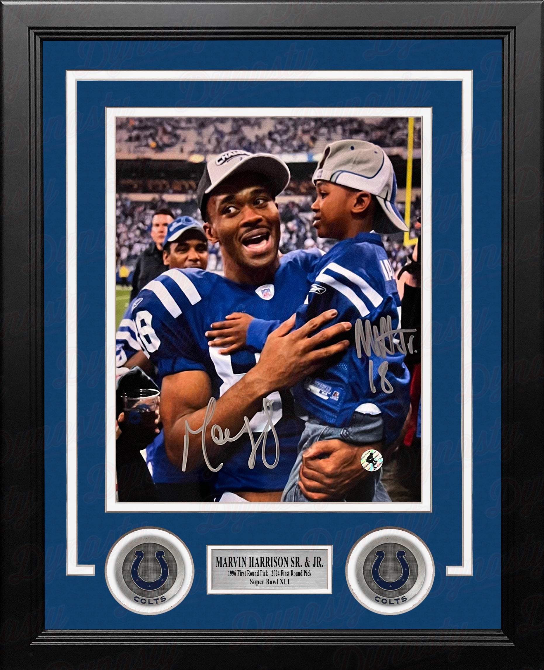 Marvin Harrison, Sr. & Jr. Indianapolis Colts Autographed 8" x 10" Framed Football Photo 2