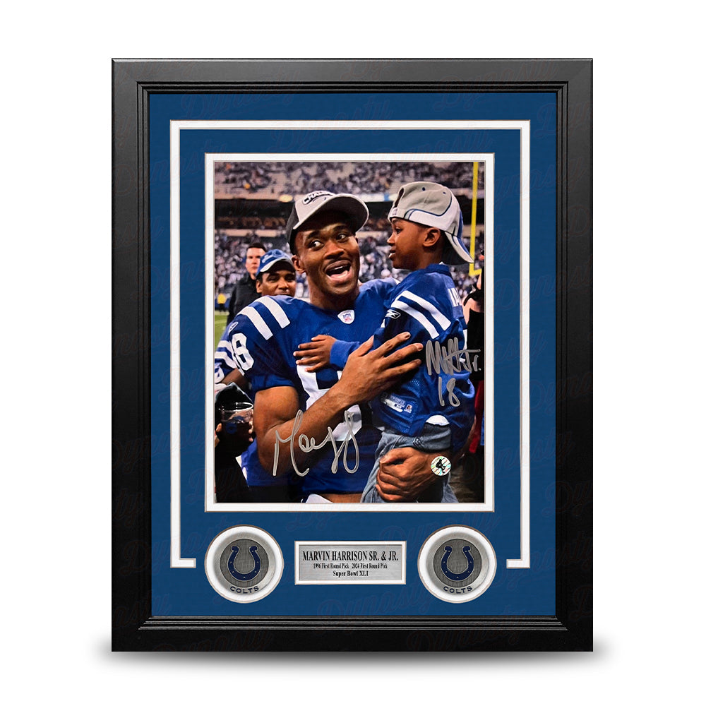 Marvin Harrison, Sr. & Jr. Indianapolis Colts Autographed 8" x 10" Framed Football Photo 1