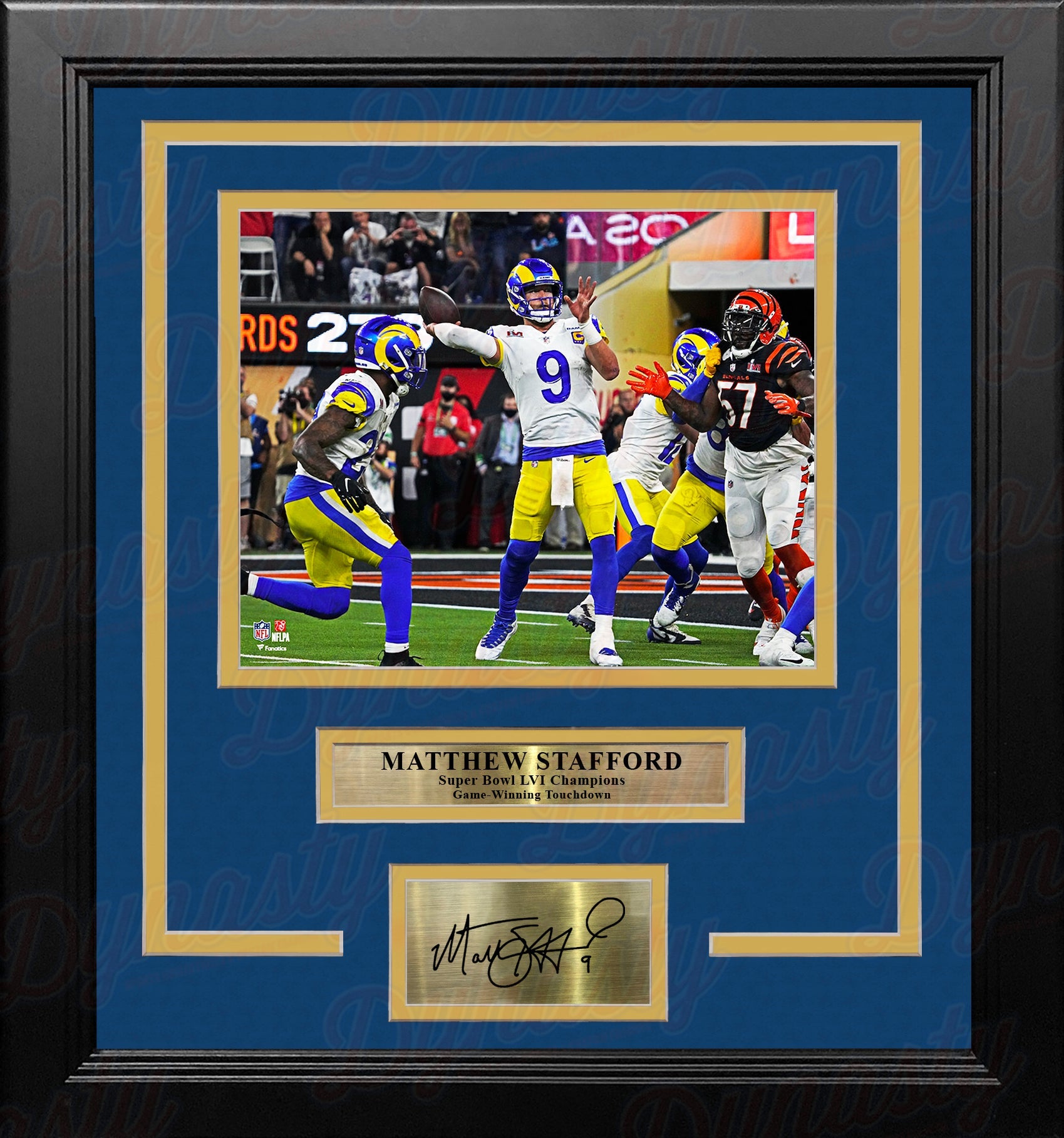 Matthew Stafford Game-Winning TD Super Bowl LVI LA Rams 8x10 Framed Photo with Engraved Autograph 1