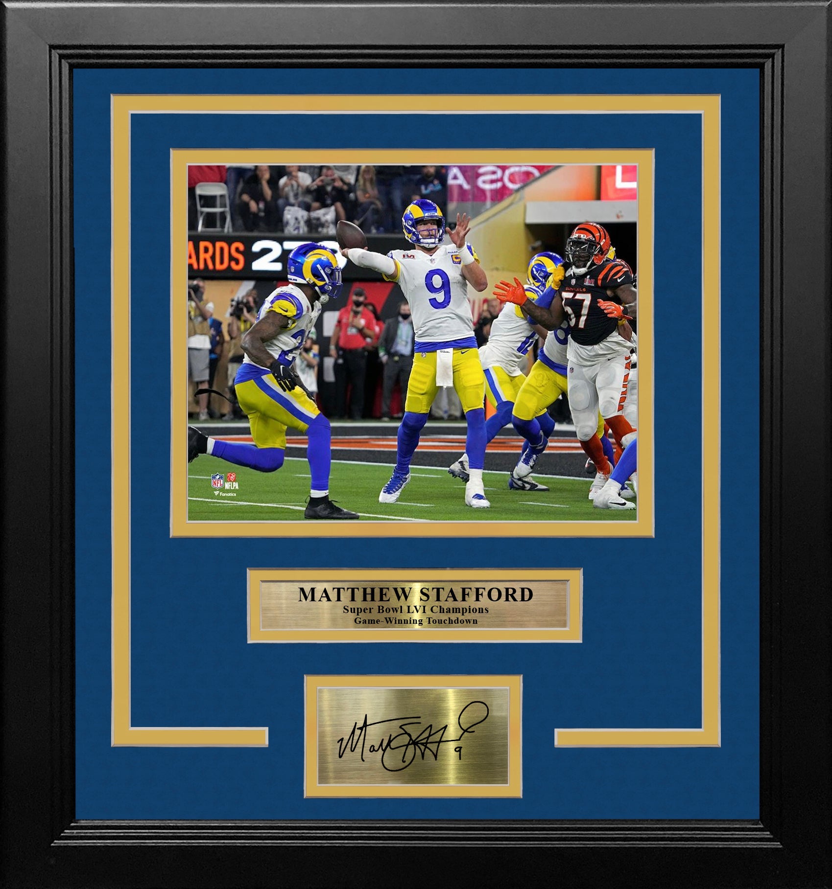 Matthew Stafford Game-Winning TD Super Bowl LVI LA Rams 8x10 Framed Photo with Engraved Autograph 2