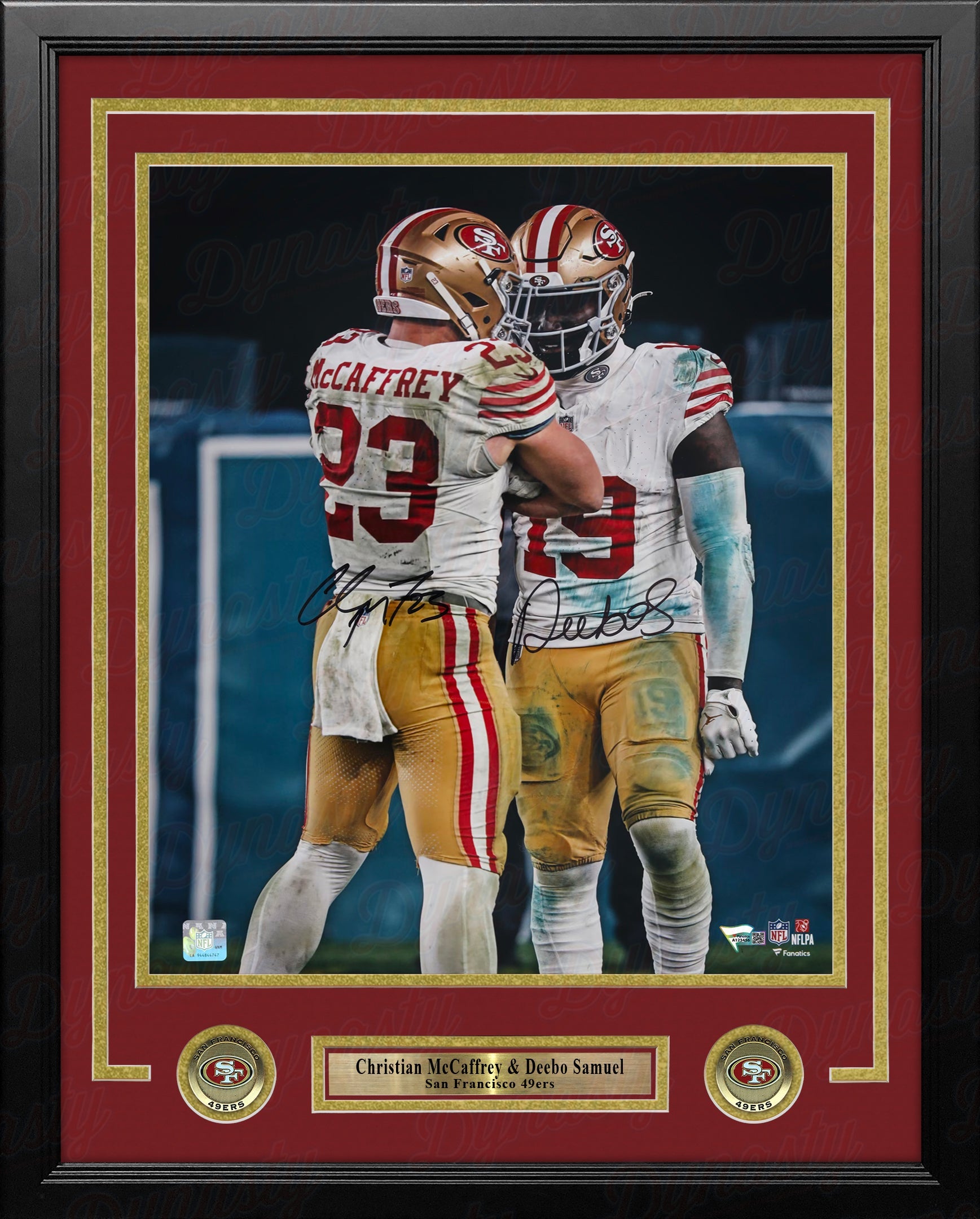 Christian McCaffrey & Deebo Samuel San Francisco 49ers Autographed 16" x 20" Framed Football Photo 2