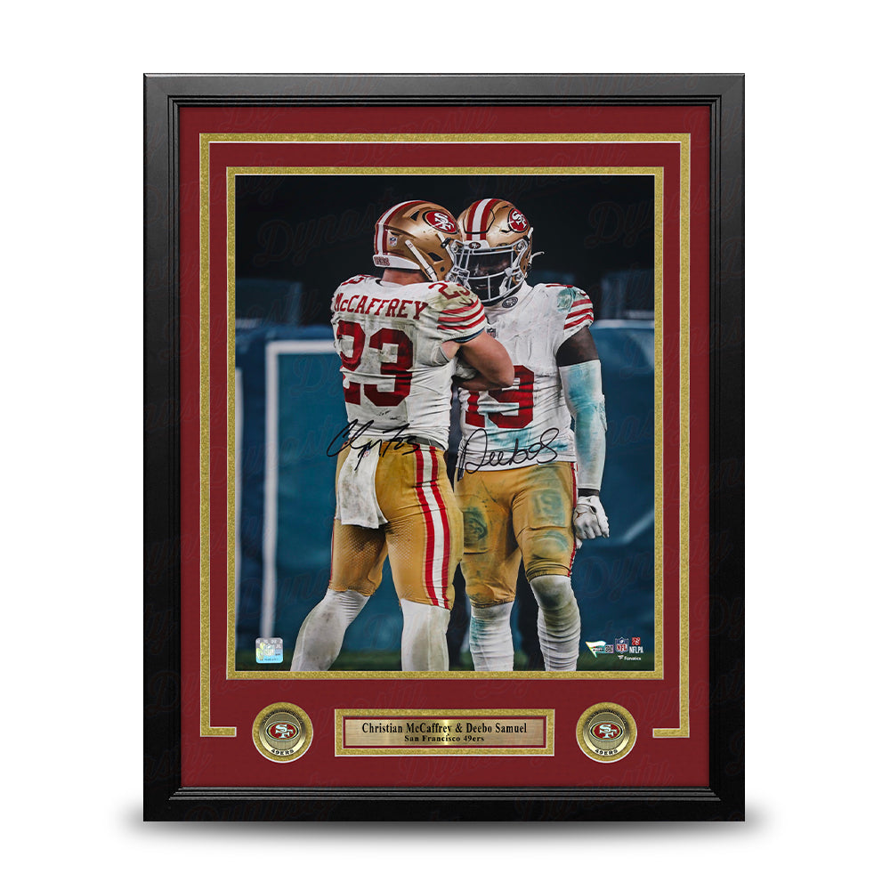 Christian McCaffrey & Deebo Samuel San Francisco 49ers Autographed 16" x 20" Framed Football Photo 1