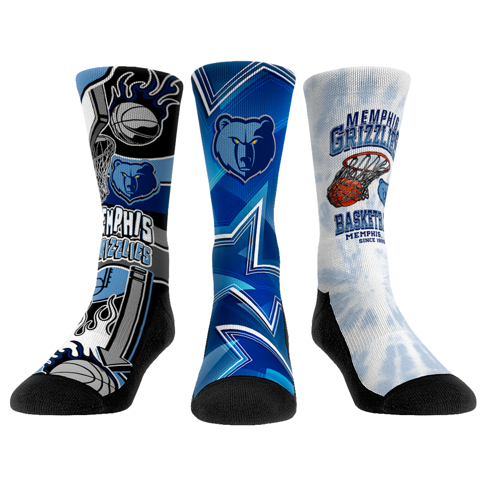 Memphis Grizzlies - Slam Dunk  - 3-Pack | Rock 'Em Socks