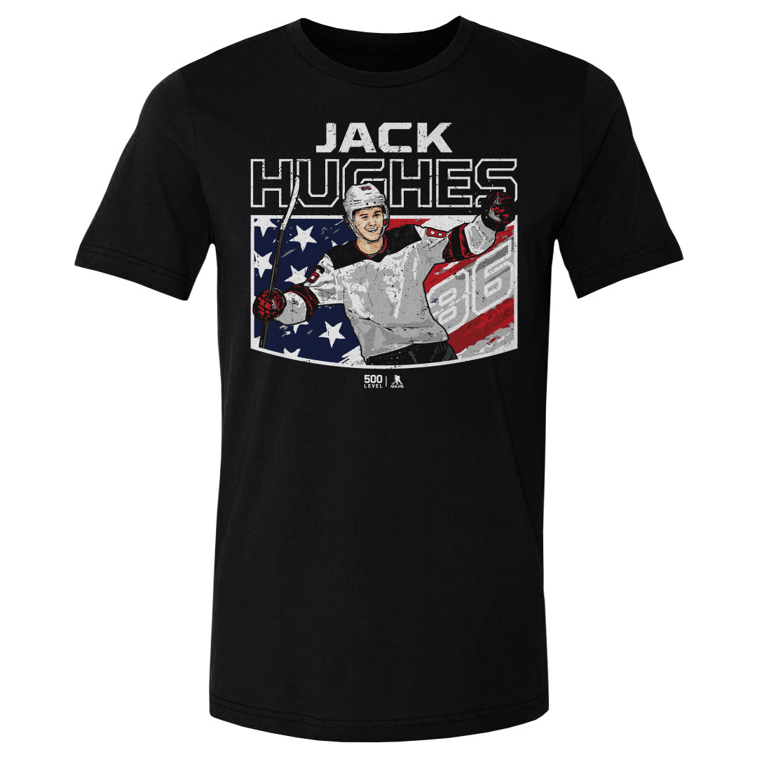 Jack Hughes New Jersey American Flag 3