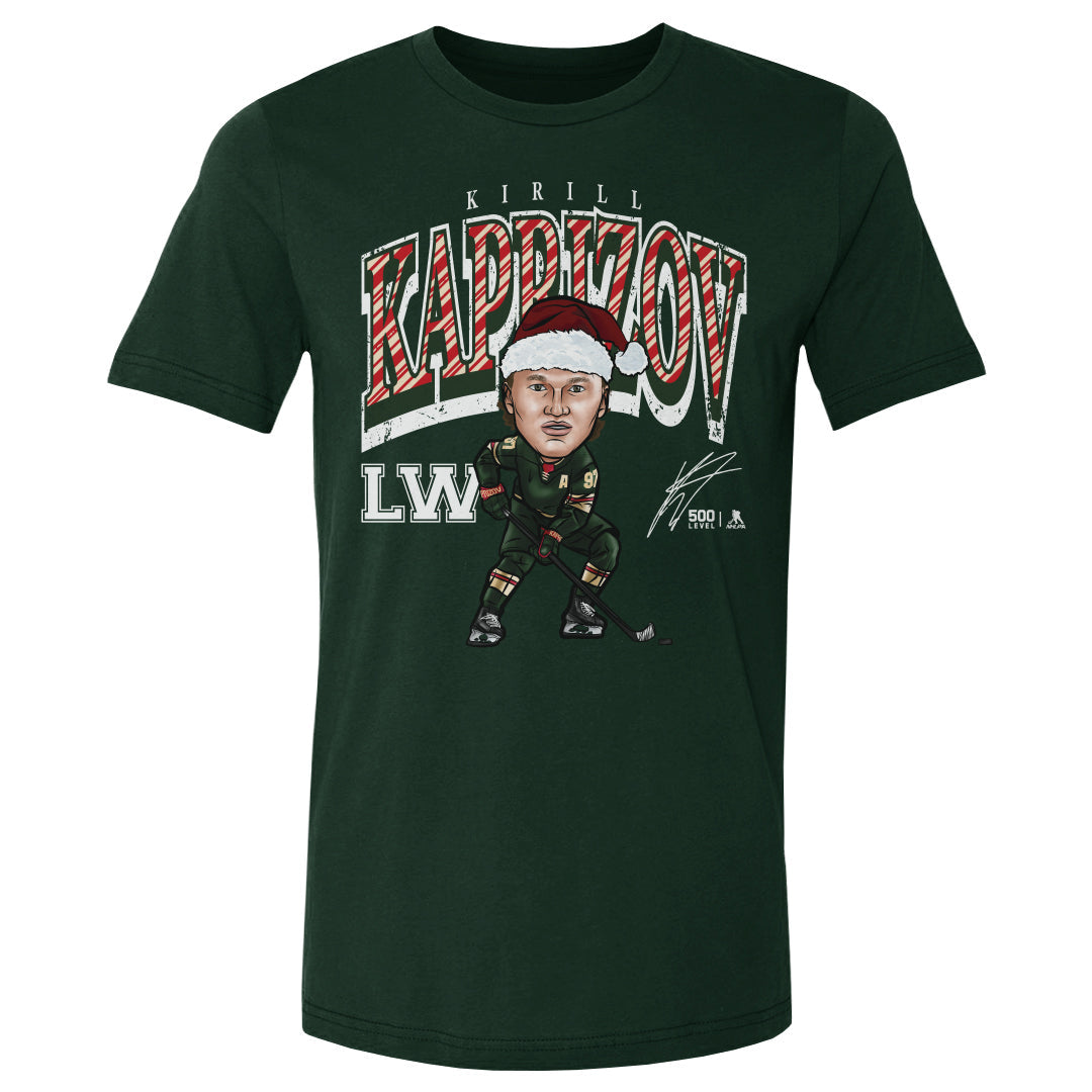 Kirill Kaprizov Minnesota Cartoon Santa Hat